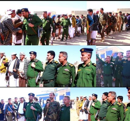 العميد علي الرصاص البهجي مدير أمن شبوة يتفقد المرابطين في المواقع الأمنية بمحافظة البيضاء